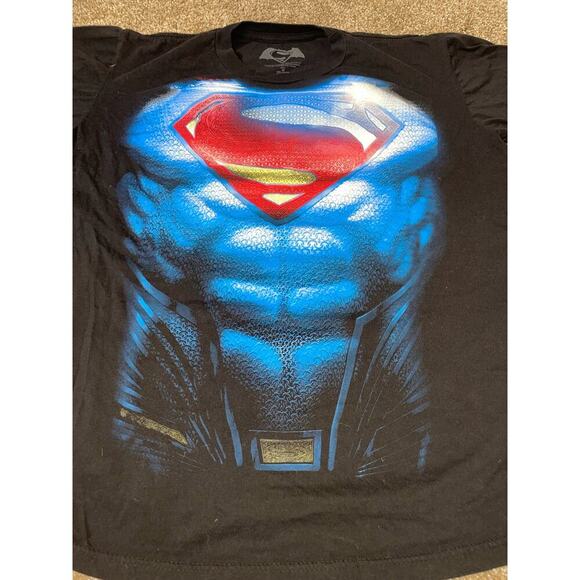 Superman T-shirt black graphic print SZ M 6 pack ab's - Picture 5 of 7